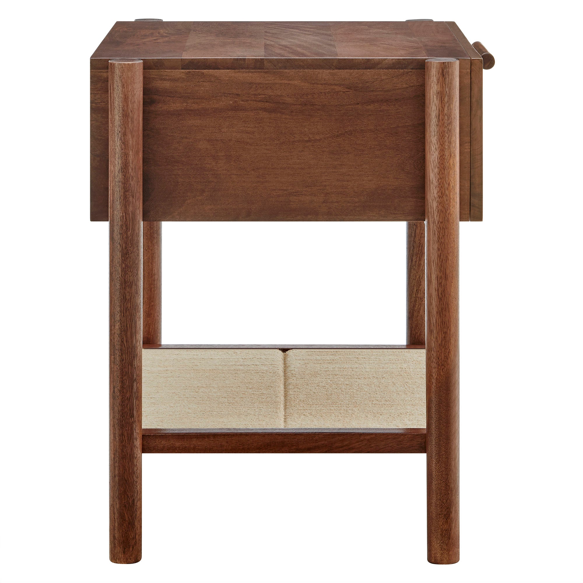 Oswin Mango Wood Nightstand with Woven Jute Shelf