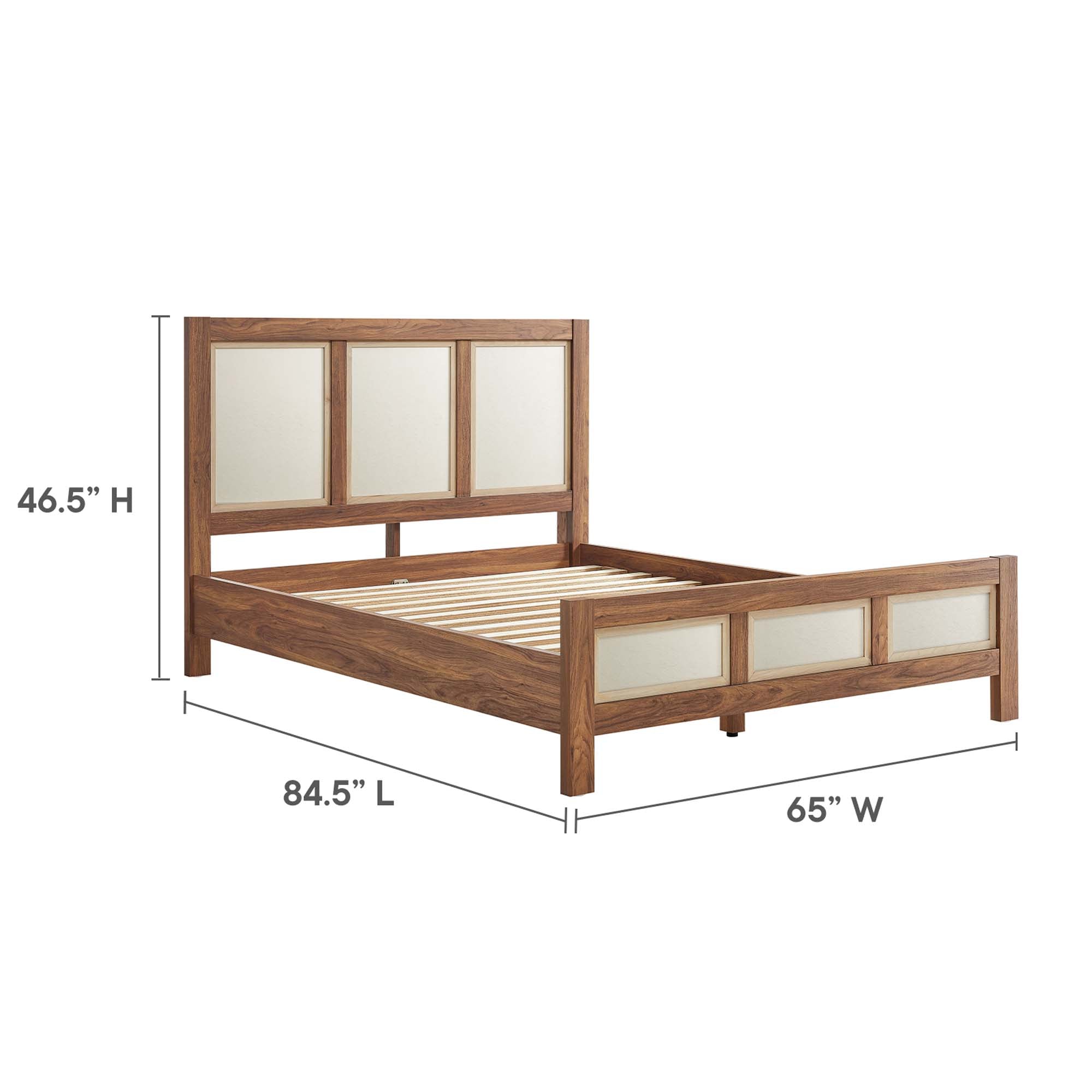 Capri Mid-Century Queen Platform Bed with Wood Grain Headboard