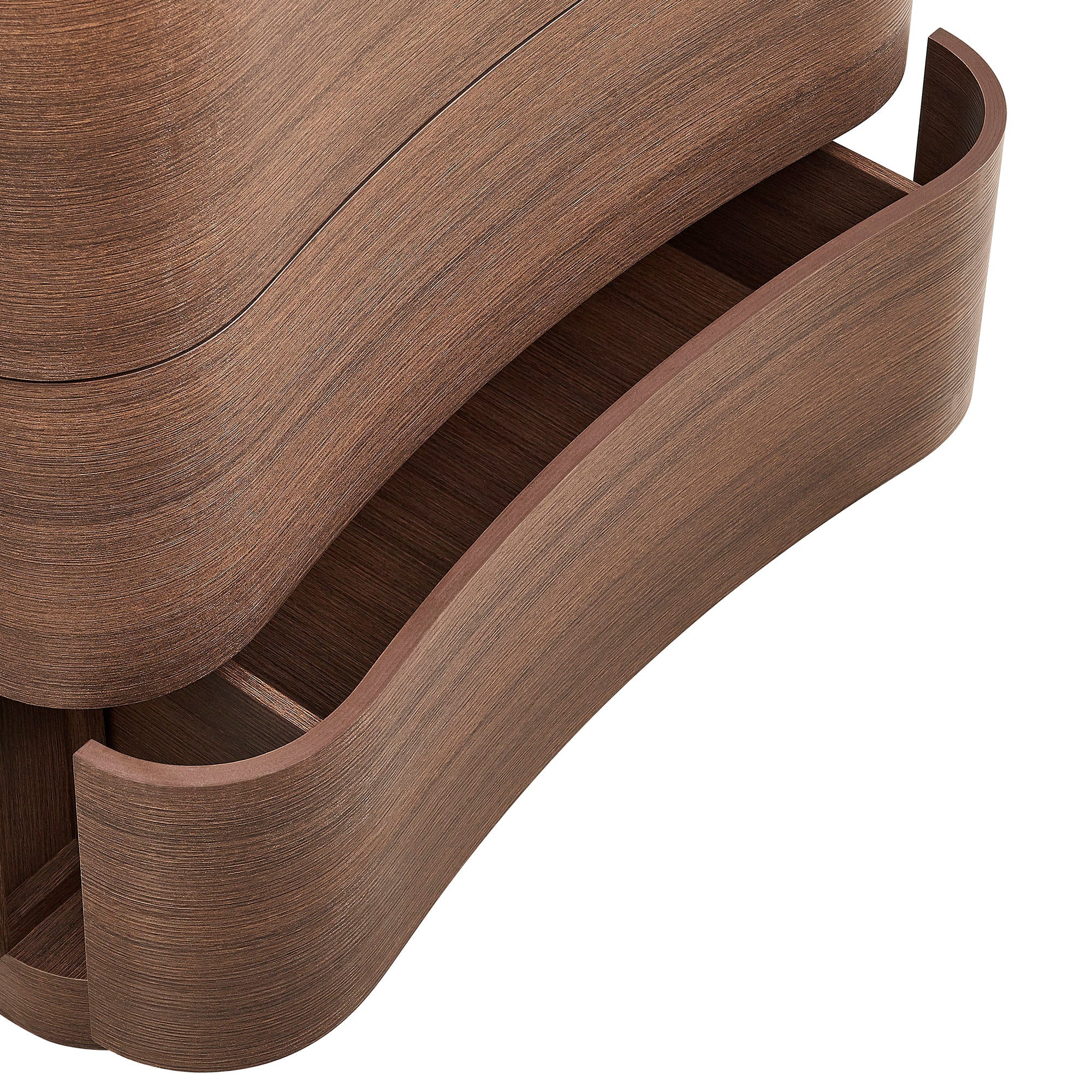 Mirae Curved Five-Drawer Tall Dresser in Brushed Brown Oak