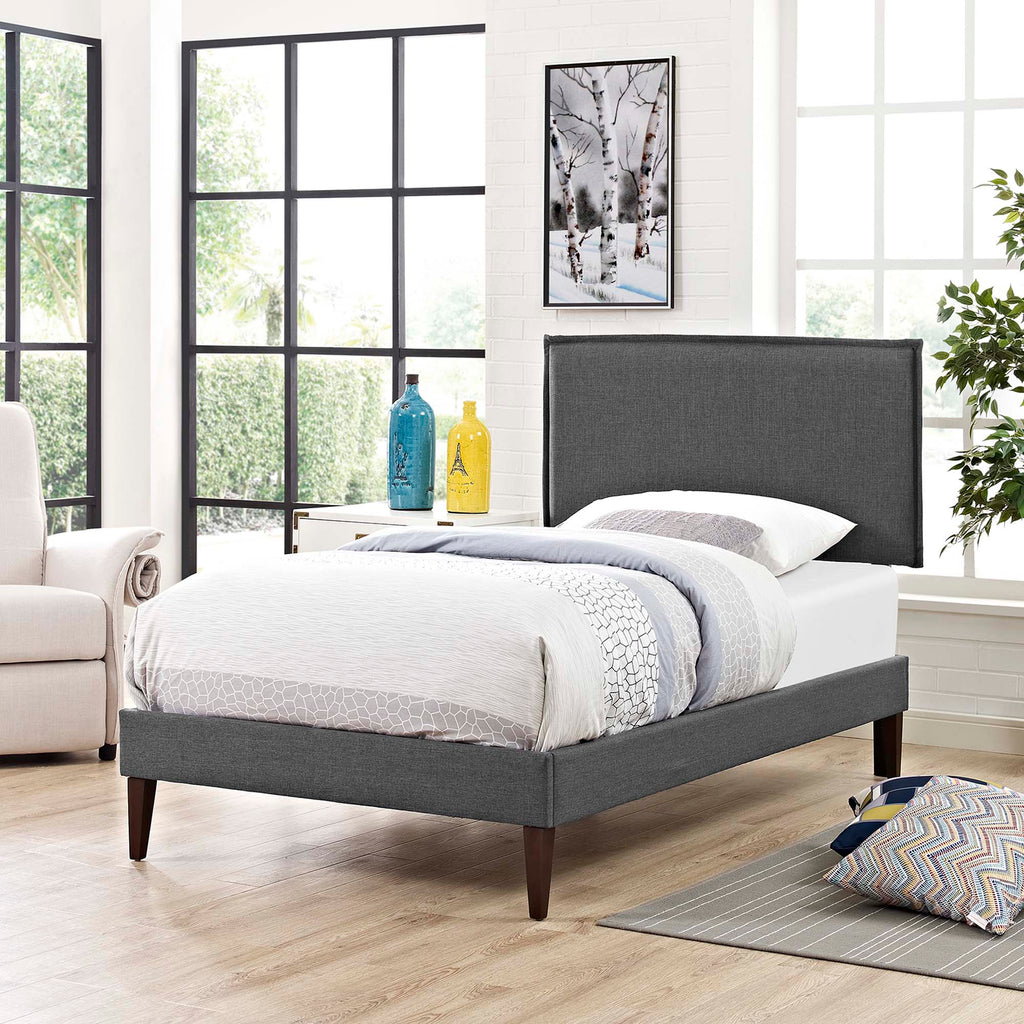 Amaris Upholstered Twin Platform Bed with Tapered Wood Legs