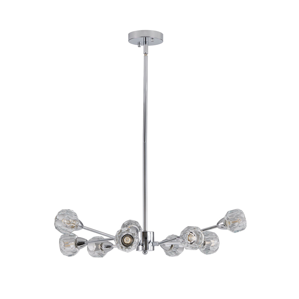 Nine-Light Globe Diamond Crystal Chandelier with Chrome Finish