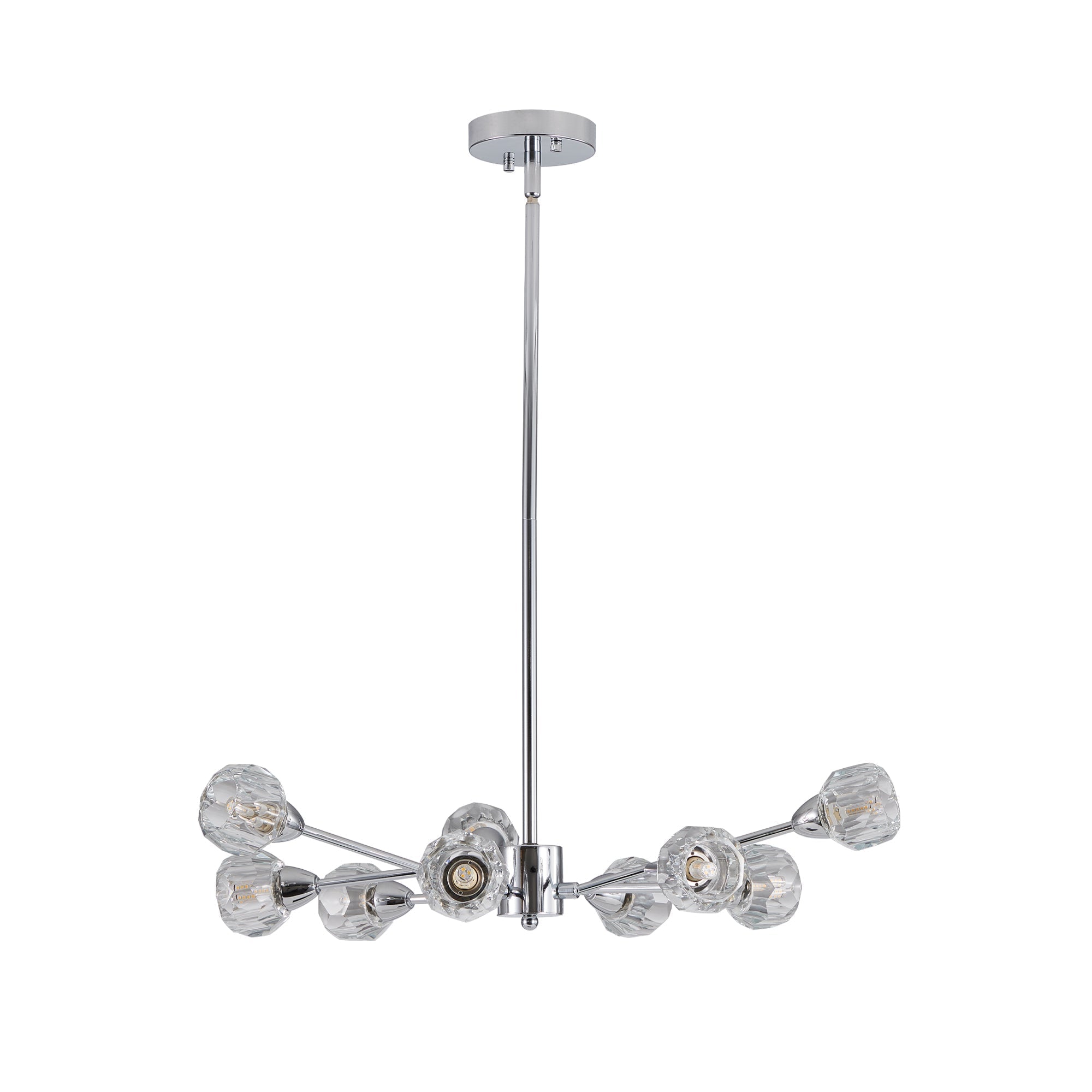 Nine-Light Globe Diamond Crystal Chandelier with Chrome Finish
