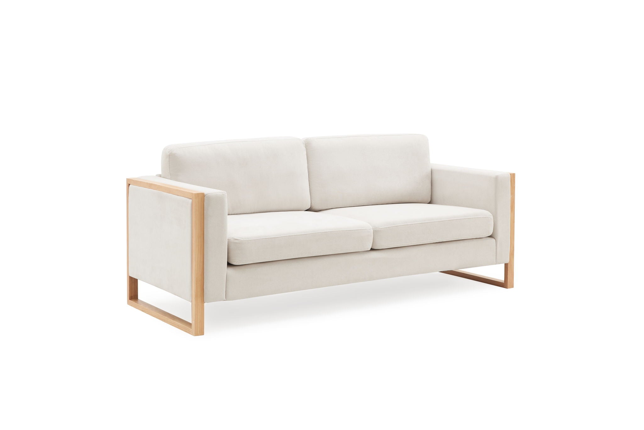 Three-Seater Modern Sofa with Solid Wood Legs and Foam Cushions