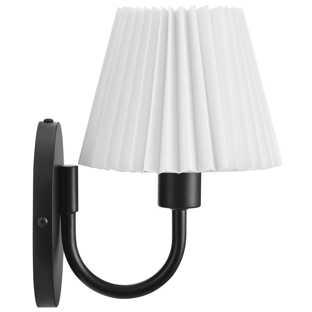 Wave Curved Wall Sconce with Pleated Fabric Shade