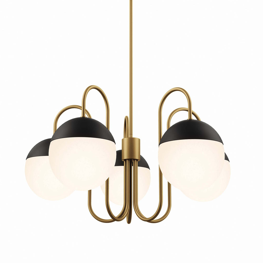 Stellar Five-Light Globe Chandelier with Frosted Shades
