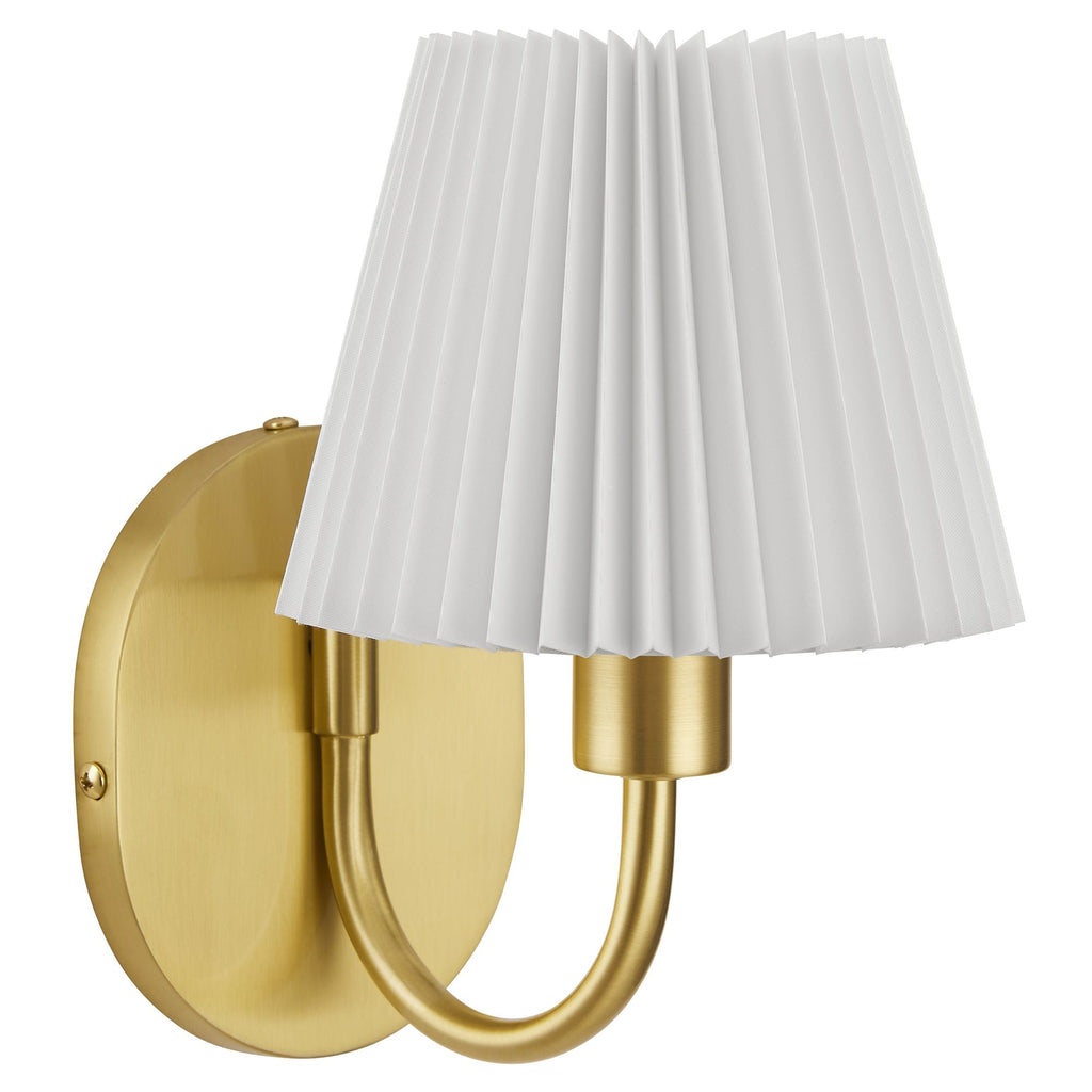 Wave Curved Wall Sconce with Pleated Fabric Shade