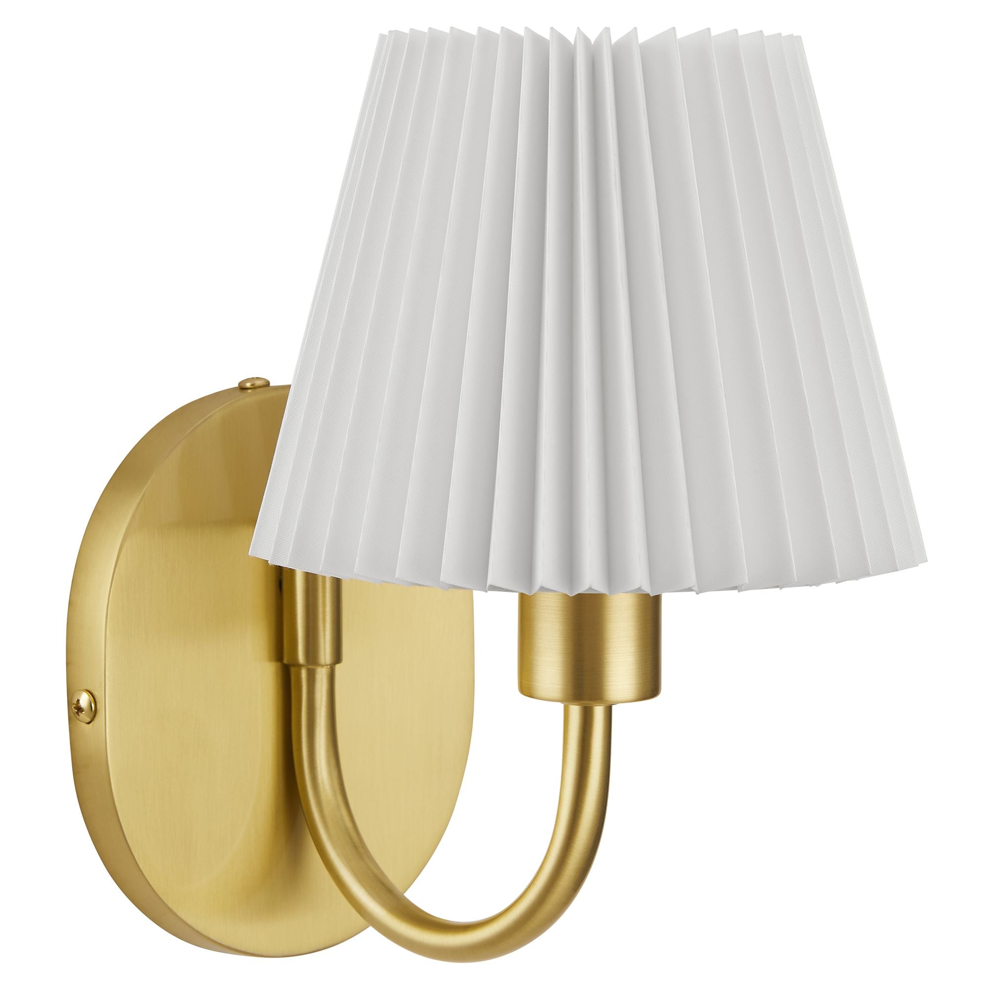 Wave Curved Wall Sconce with Pleated Fabric Shade