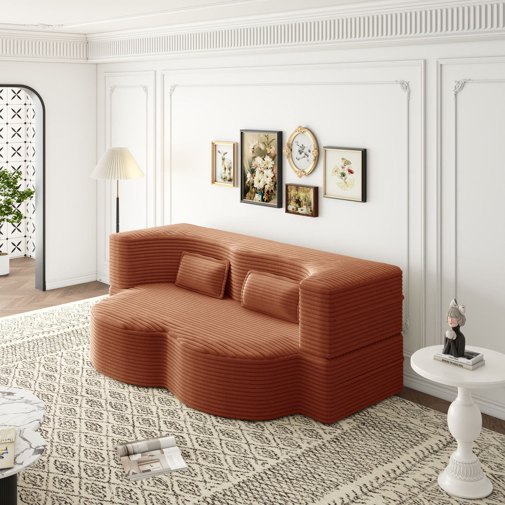 Foam-Filled Convertible Sleeper Sofa Bed with Two Pillows, Full Size