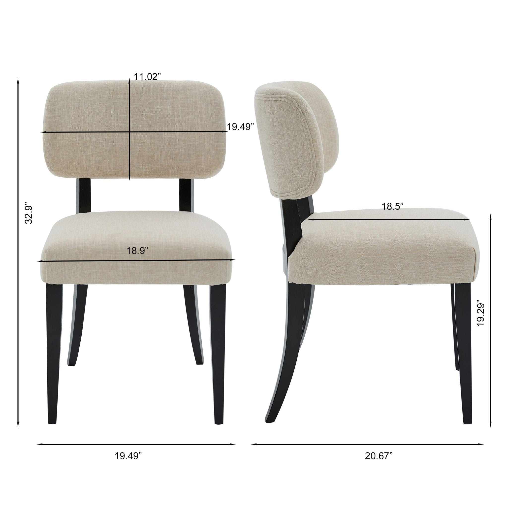 Cream Upholstered Dining Chairs, Set of Two