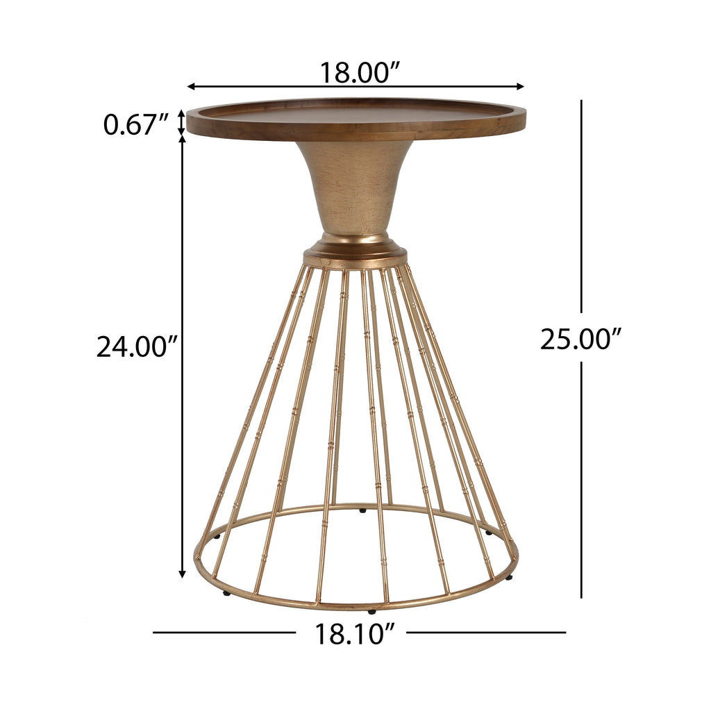 Hollow Edge Art Pine Side Table with Antique Gold Frame
