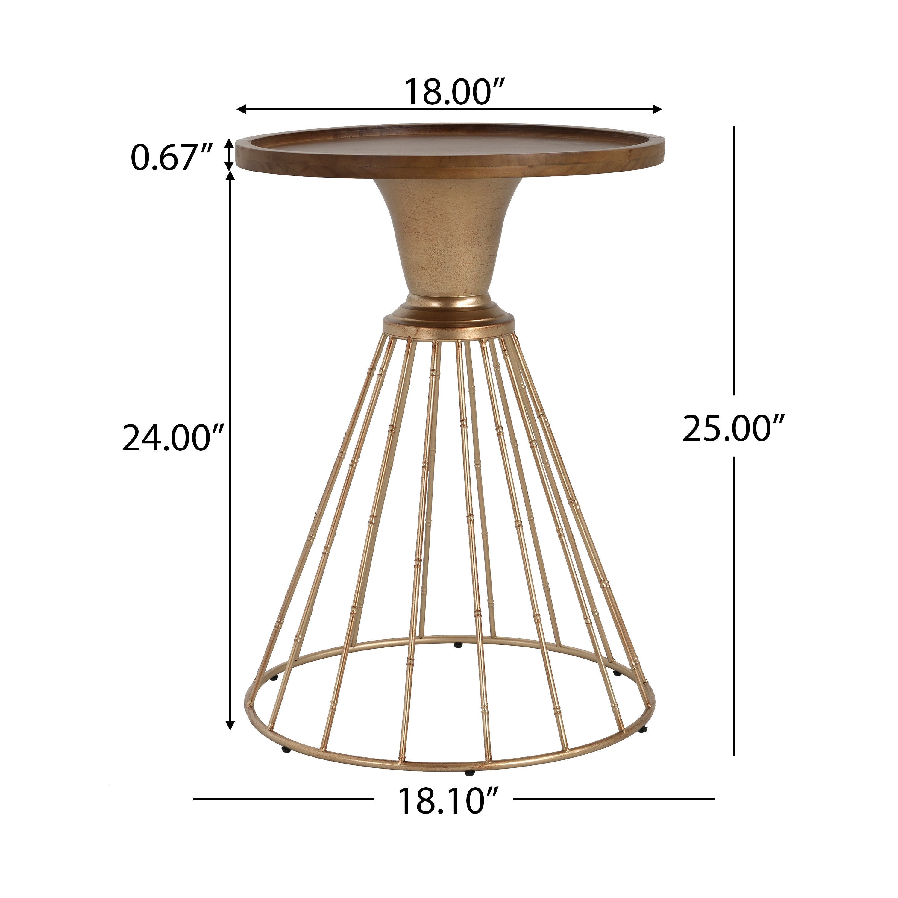Hollow Edge Art Pine Side Table with Antique Gold Frame