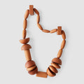 Sculptural Mahogany Wall Hanging with Wooden Beads