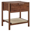 Oswin Mango Wood Nightstand with Woven Jute Shelf