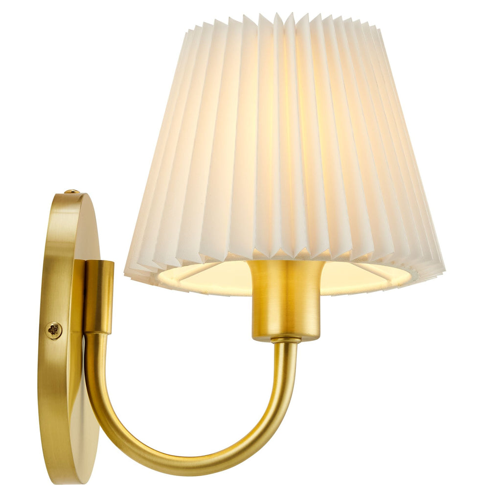 Wave Curved Wall Sconce with Pleated Fabric Shade
