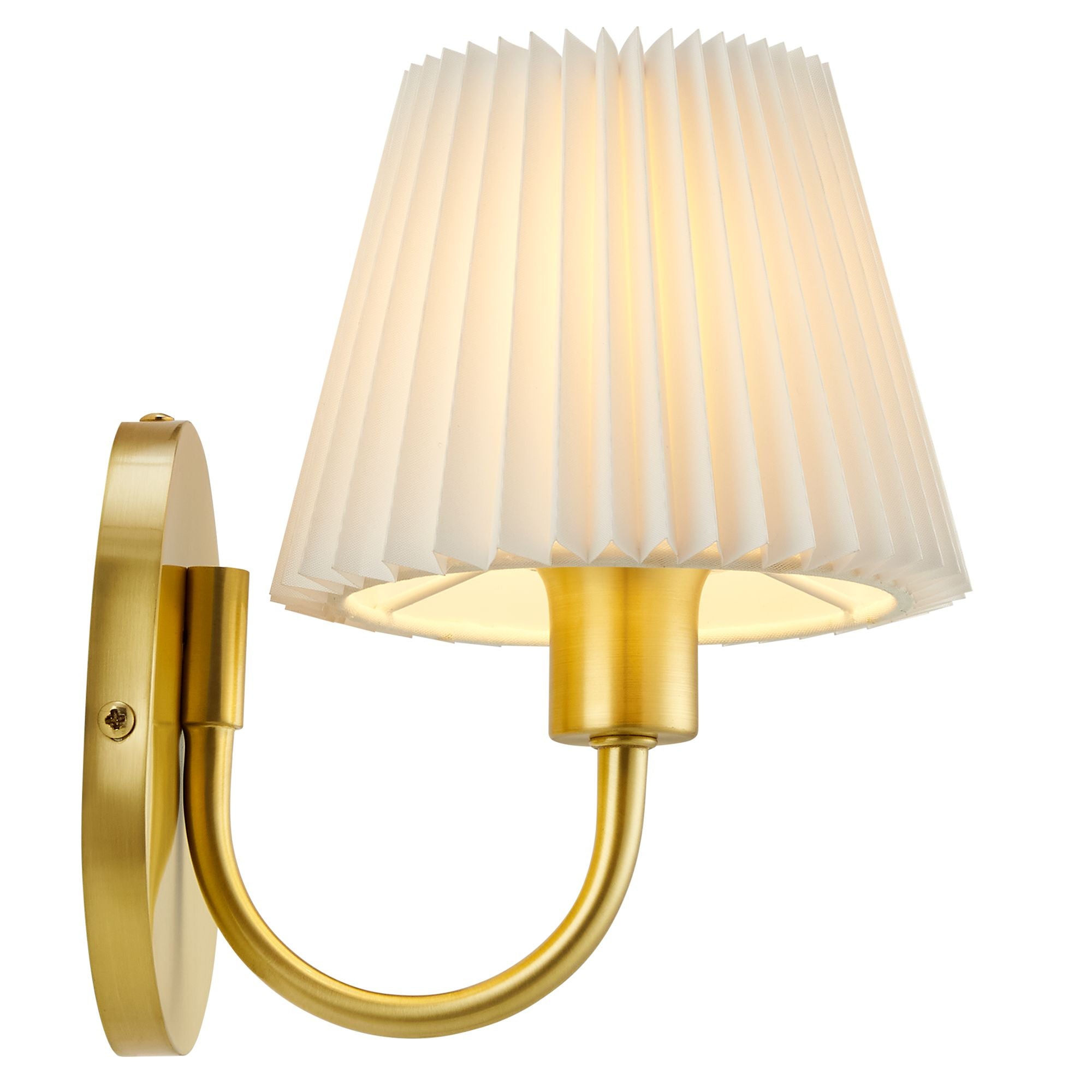 Wave Curved Wall Sconce with Pleated Fabric Shade