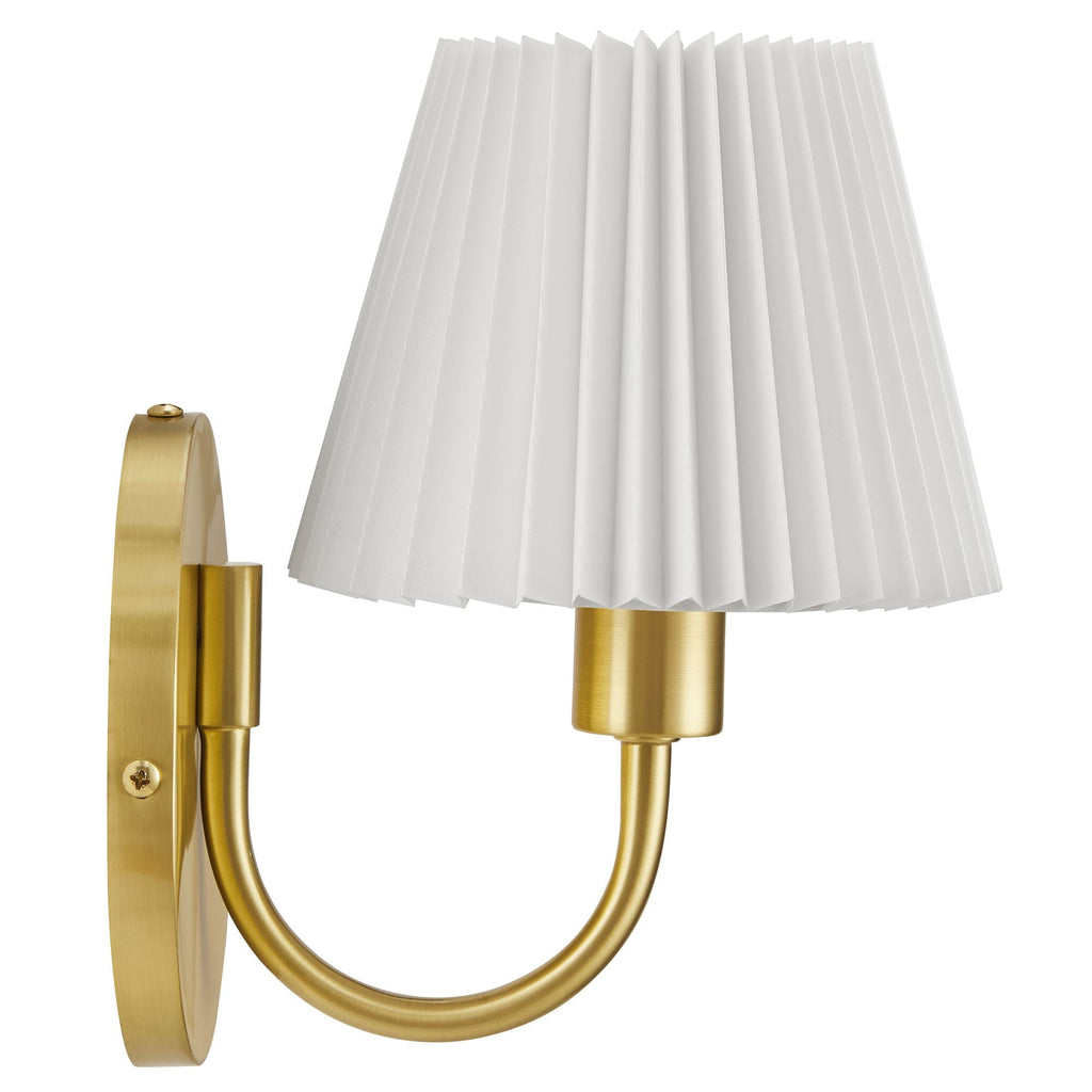 Wave Curved Wall Sconce with Pleated Fabric Shade