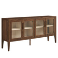 Nell 72 Inch Mid-Century Glass Door Sideboard with Adjustable Shelves