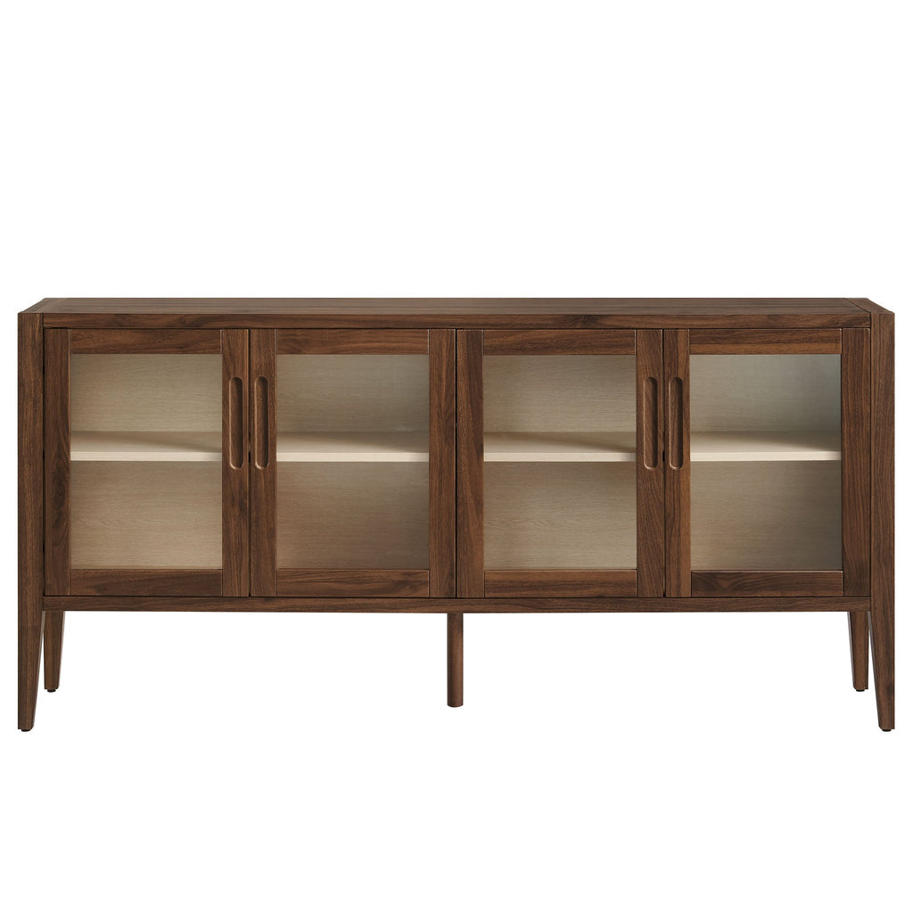 Nell 72 Inch Mid-Century Glass Door Sideboard with Adjustable Shelves