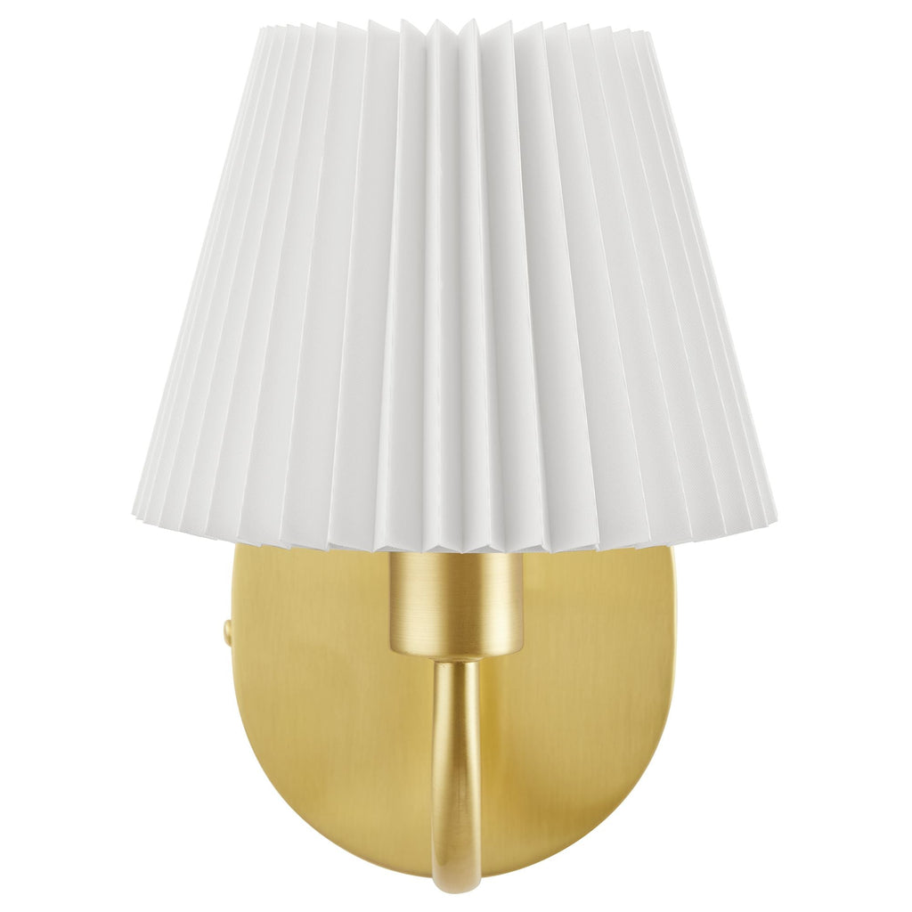 Wave Curved Wall Sconce with Pleated Fabric Shade